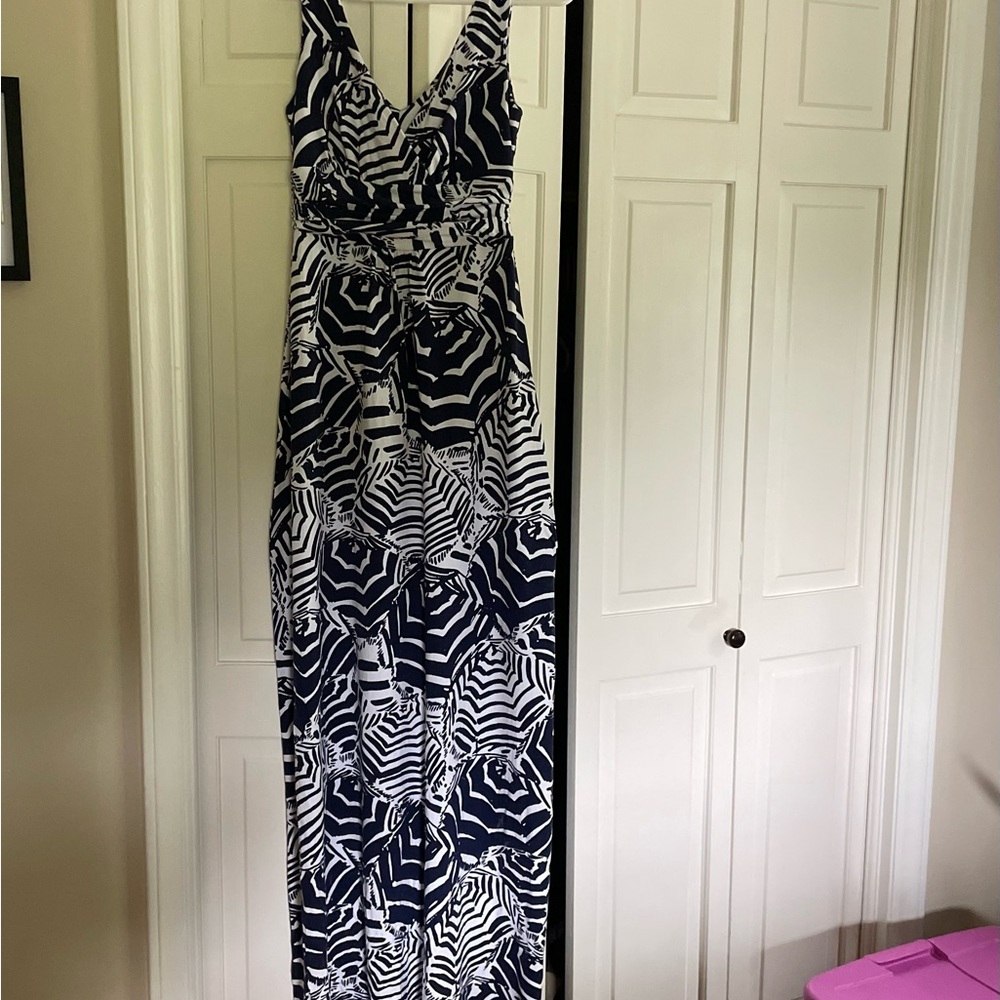 Lilly Pulitzer Navy and White Tank V-Neck Maxi Sundress
